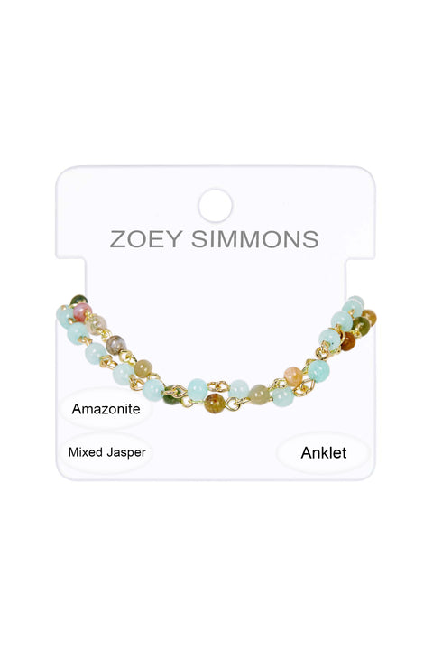 Amazonite Crystal & Jasper Anklet - GF