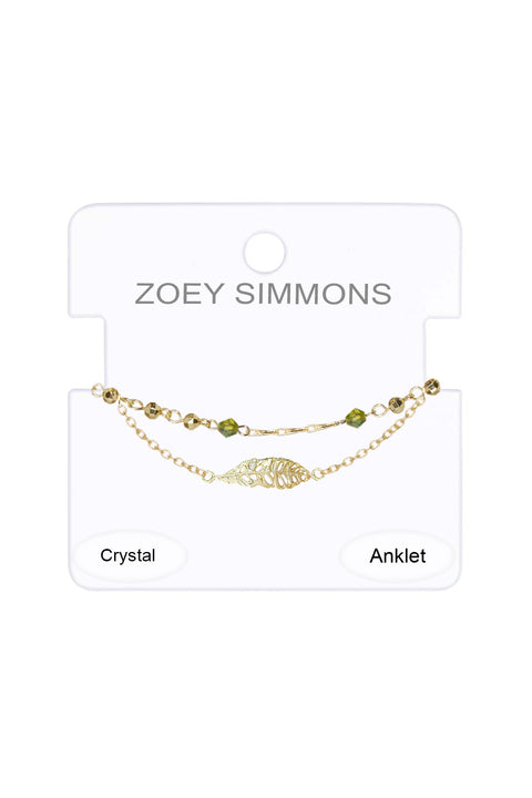 Austrian Crystal & Leaves Anklet - GF