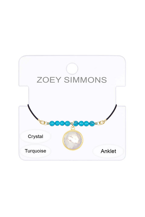 Moonstone Crystal & Turquoise Anklet - GF