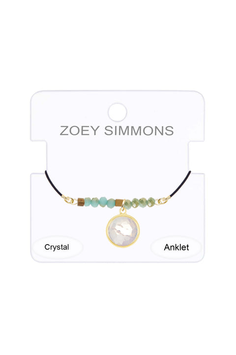 Moonstone Crystal & Leather Anklet - GF