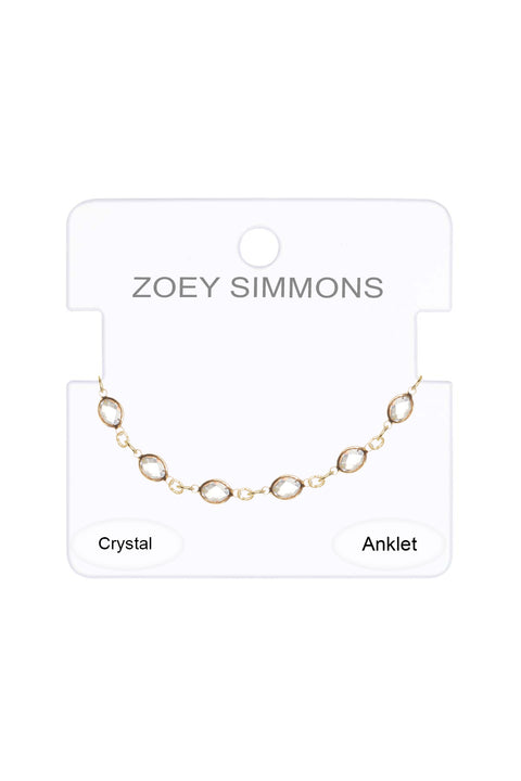 Crystal Quartz 8mm Briolette Anklet - GF