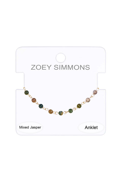 Mixed Jasper Beaded Anklet - GF