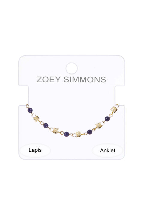 Victoria Lapis Beaded Anklet Chain - GF