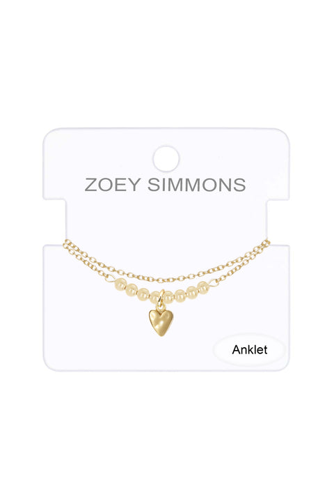 Heart Charm Anklet - GF