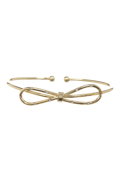 Bow With Cubic Zirconia Pave Cuff Bracelet - GF