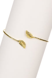 Leaf Charm Cuff Bracelet - GF