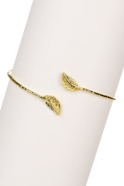 Leaf Charm Cuff Bracelet - GF