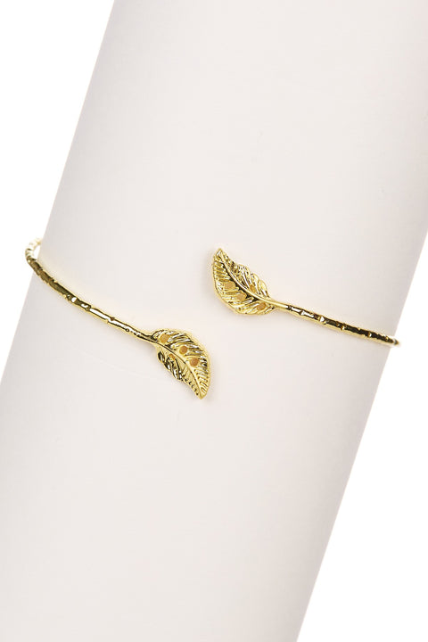 Leaf Charm Cuff Bracelet - GF