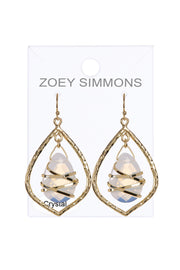 Moonstone Crystal Wrapped Chandelier Earrings In Gold - GF