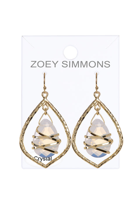 Moonstone Crystal Wrapped Chandelier Earrings In Gold - GF