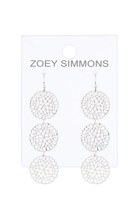 Filigree Pattern Daisy Drop Earrings - SF