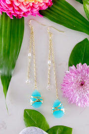 Amazonite Crystal Drop Earrings In Gold - GF