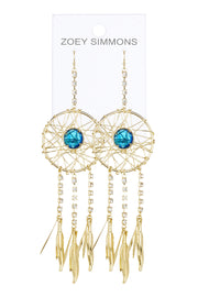 Swiss Blue Crystal Dream Catcher Earrings In Gold - GF