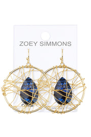 London Blue Crystal & Wire Wrapped Statement Earrings - GF