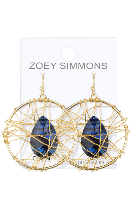 London Blue Crystal & Wire Wrapped Statement Earrings - GF