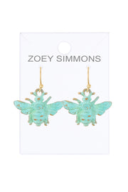 Natural Verdigris Patina Bumblebee Earrings - BR