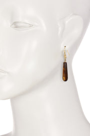 Natural Tiger Eye Drop Earrings - GF