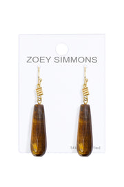 Natural Tiger Eye Drop Earrings - GF