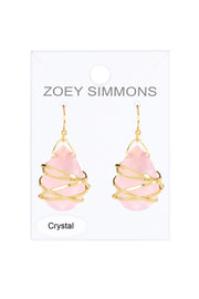 Rose Crystal Wrapped Earrings In Gold - GF
