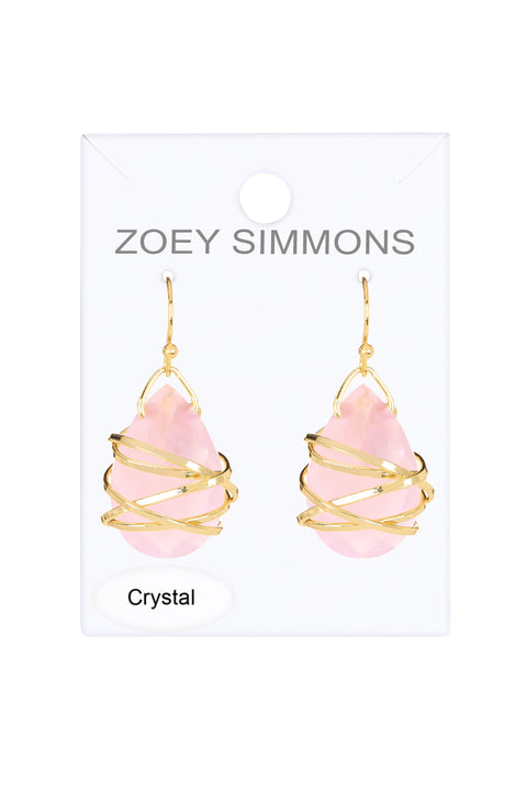 Rose Crystal Wrapped Earrings In Gold - GF