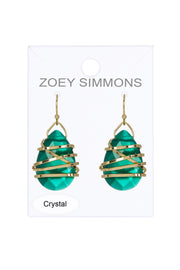 Emerald Crystal Wrapped Earrings In Gold - GF