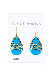 Swiss Blue Crystal Wrapped Earrings In Gold - GF
