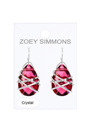 Raspberry Crystal Wrapped Earrings In Silver - SF