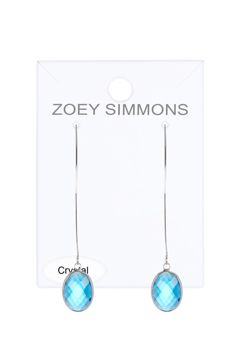 Swiss Blue Crystal Endless Hoop Earrings - SF