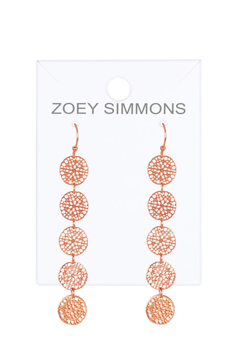 Filigree Disc Earrings In Rose Gold - SF