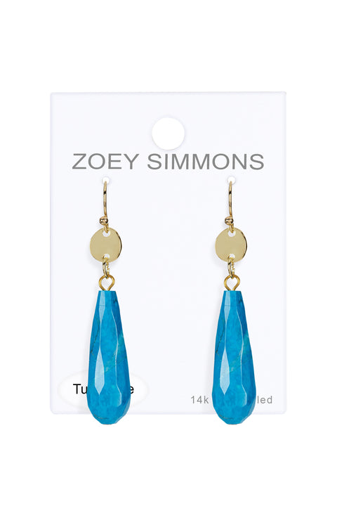 Stabilized Turquoise Drop Earrings - GF