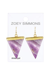 Amethyst Triangle Drop Earrings In Gold - GF