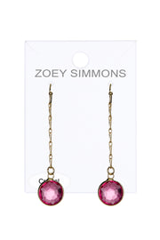 Raspberry Crystal Briolettes Olivia Earrings In Gold - GF