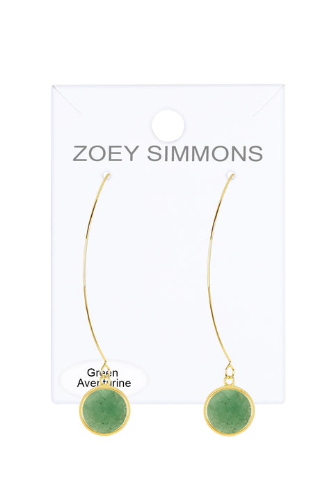 Green Aventurine Hoop Earrings In Gold - GF