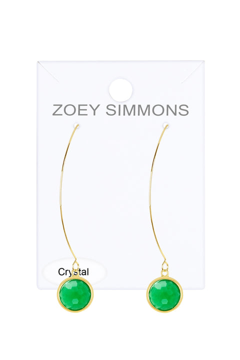 Green Chalcedony Crystal Hoop Earrings In Gold - GF