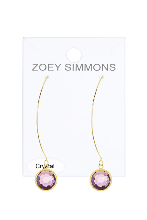 Lavender Crystal Hoop Earrings In Gold - GF