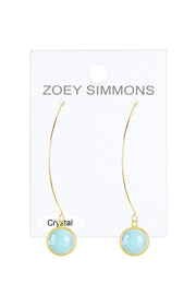 Sky Blue Crystal Hoop Earrings In Gold - GF