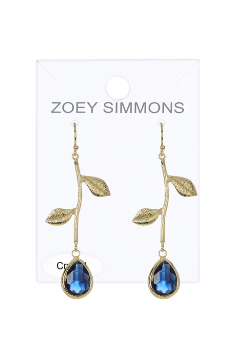 London Blue Crystal Floral Drop Earrings - GF