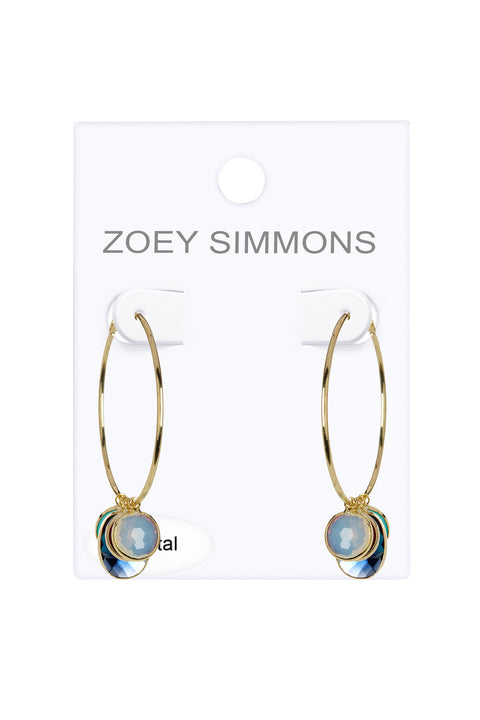 Slide -On Multi Stones Hoop Earrings - GF
