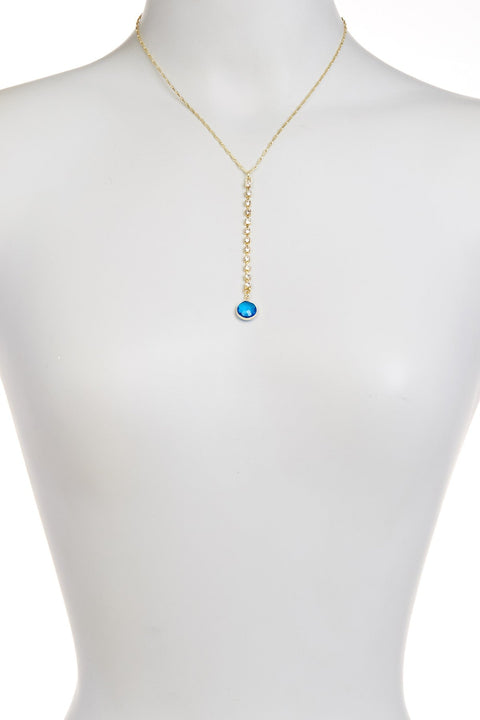 Swiss Blue Crystal & Austrian Crystal Y Necklace - GF