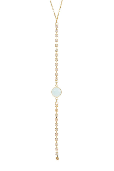 Amazonite & Austrian Crystal Y Necklace - GF