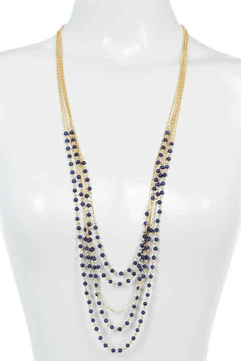 Lapis Multi Strand Long Drape Necklace - GF