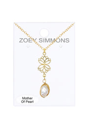 Lotus & Pearl Pendant Necklace - GF