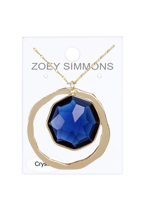 London Blue Crystal Framed Briolette Orbit Necklace - GF