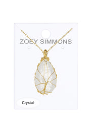 Crystal Quartz Hand Wrapped Aria Pendant Necklace - GF