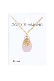 Rose Crystal Charm Necklace - GF