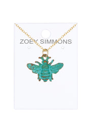 Natural Verdigris Patina Bumblebee Necklace - GF