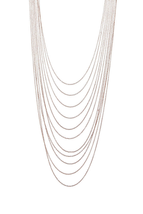 Multi Strand Drape Necklace In Rose Gold - RG