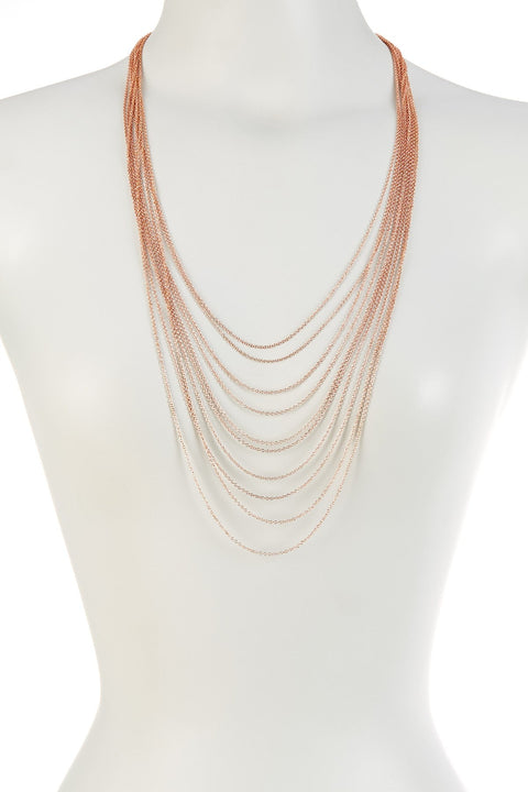 Multi Strand Drape Necklace In Rose Gold - RG