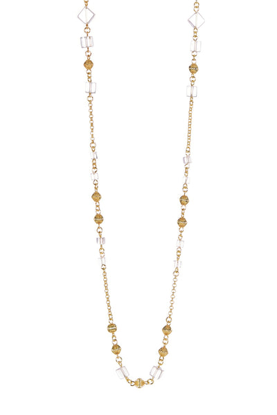 Clear Crystal Long Station Necklace - GF