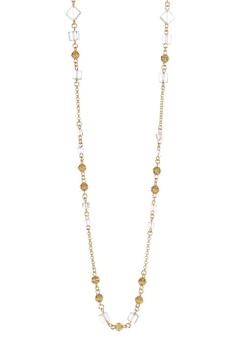 Clear Crystal Long Station Necklace - GF